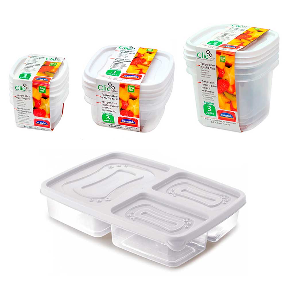 Conjunto 10 potes com tampa lanches comida frutas alimentos mantimentos porta frios marmita vasilha freezer geladeira microondas tapoer tapauer tapuer