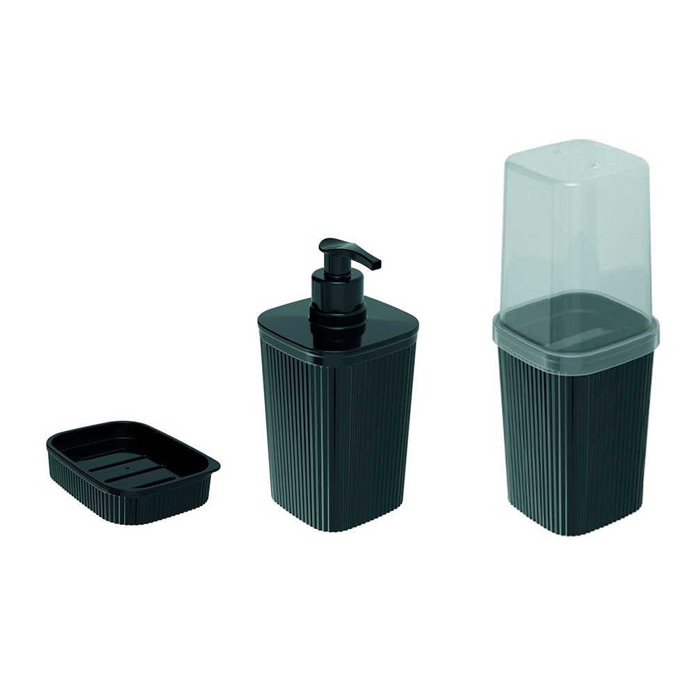 Kit porta escova de dente pasta saboneteiras banheiro portatil academia viagem sabonete em barra suporte plástico preto lavabo pia bancada Plasutil