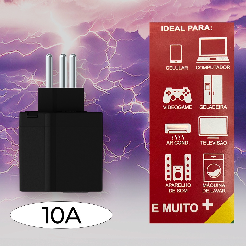 Plug Dps P/ Tomada Protege Contra Raios Surtos Energia 10A