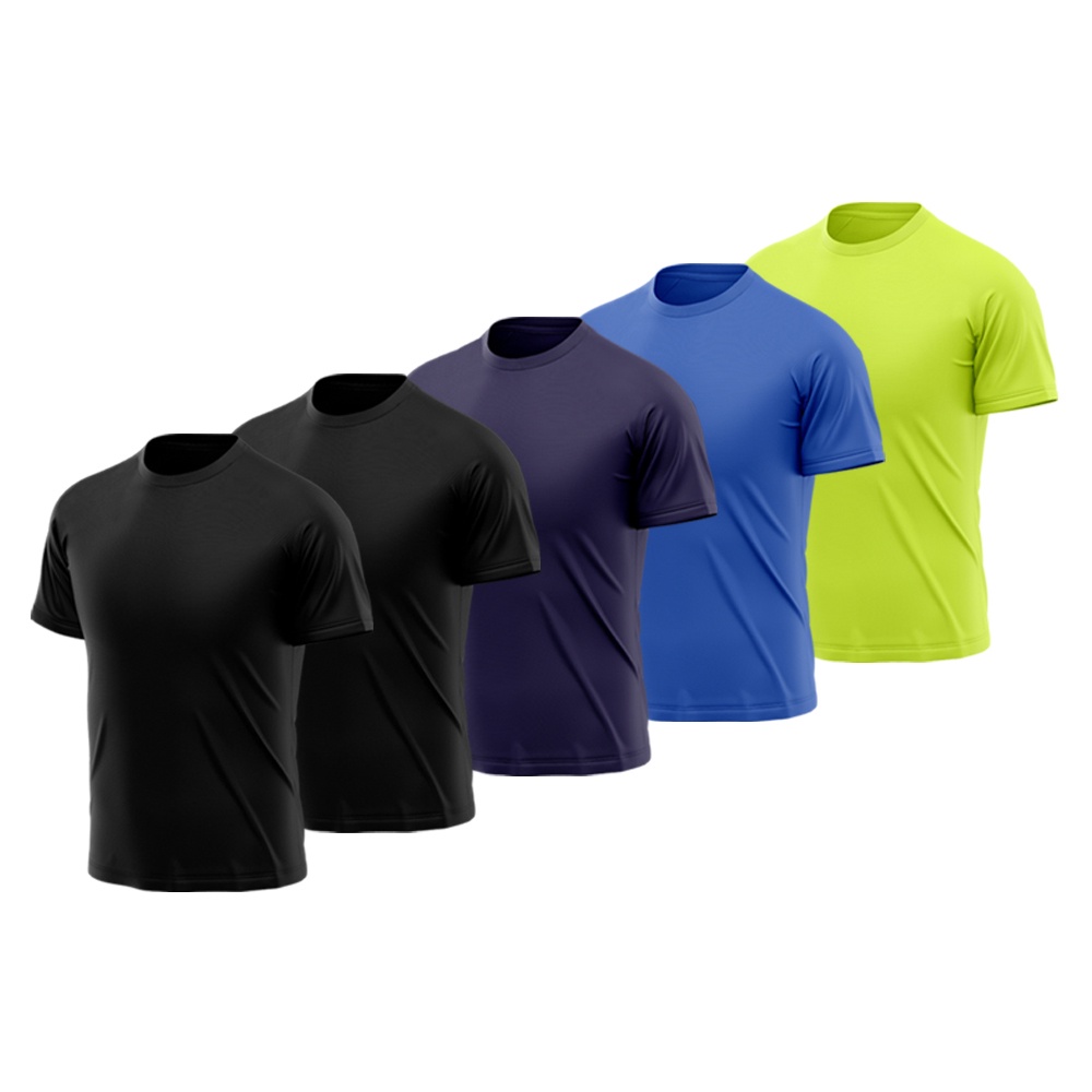 Kit 5 Camiseta Masculina Manga Curta Dry Fit Proteção Solar UV Academia Treino Camisa Camisetas