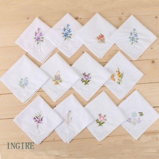 ING 3Pcs Set Lenço Quadrado Branco Básico Floral Bordado Bolso Hanky em Oferta na Shopee