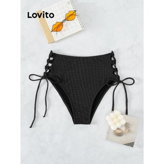 Lovito Cueca De Biquíni Casual Com Cordão Liso E Cordão Para Mulheres LNL42170