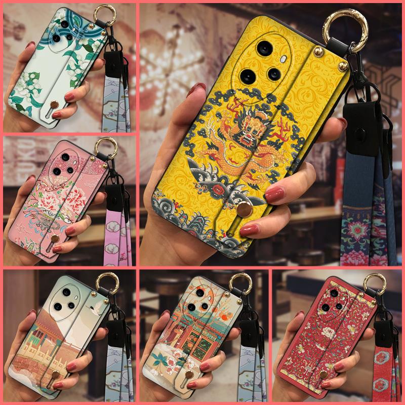 Fashion Design protective Phone Case For Honor100 Pro Durable Wrist Strap Anti-knock Chinese style Shockproof Kickstand