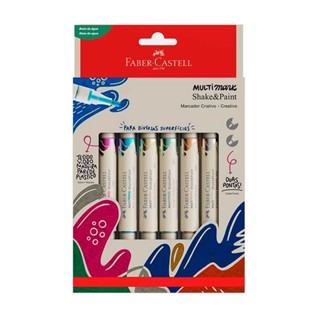 Pincel marcador permanente Multimark Metallic 6 Cores MM/ES6MSP Faber-Castell