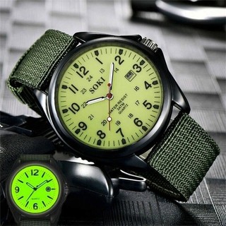 SOKI Moda Casual Masculino Relógio impermeável Brilhante Relógio Desportivo de Nylon Quartzo