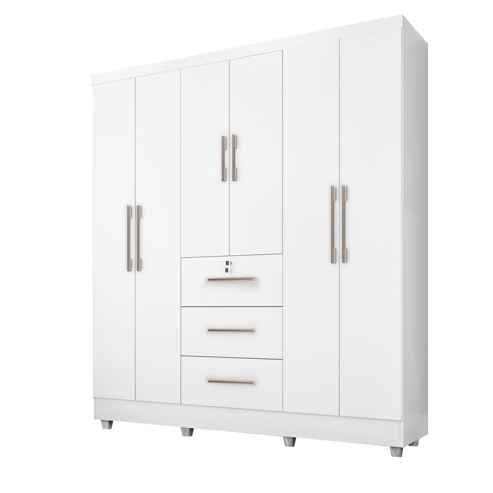 Guarda Roupas Casal 6 Portas 3 Gavetas Tokio Branco - Home & Living