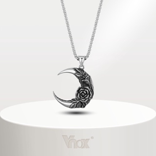 Colar De Pedra Punk Rock Gótico Masculino Vnox , Pingente De Prata Da Lua Rosa De Aço Inoxidável , Jóias Para Meninos em Oferta na Shopee