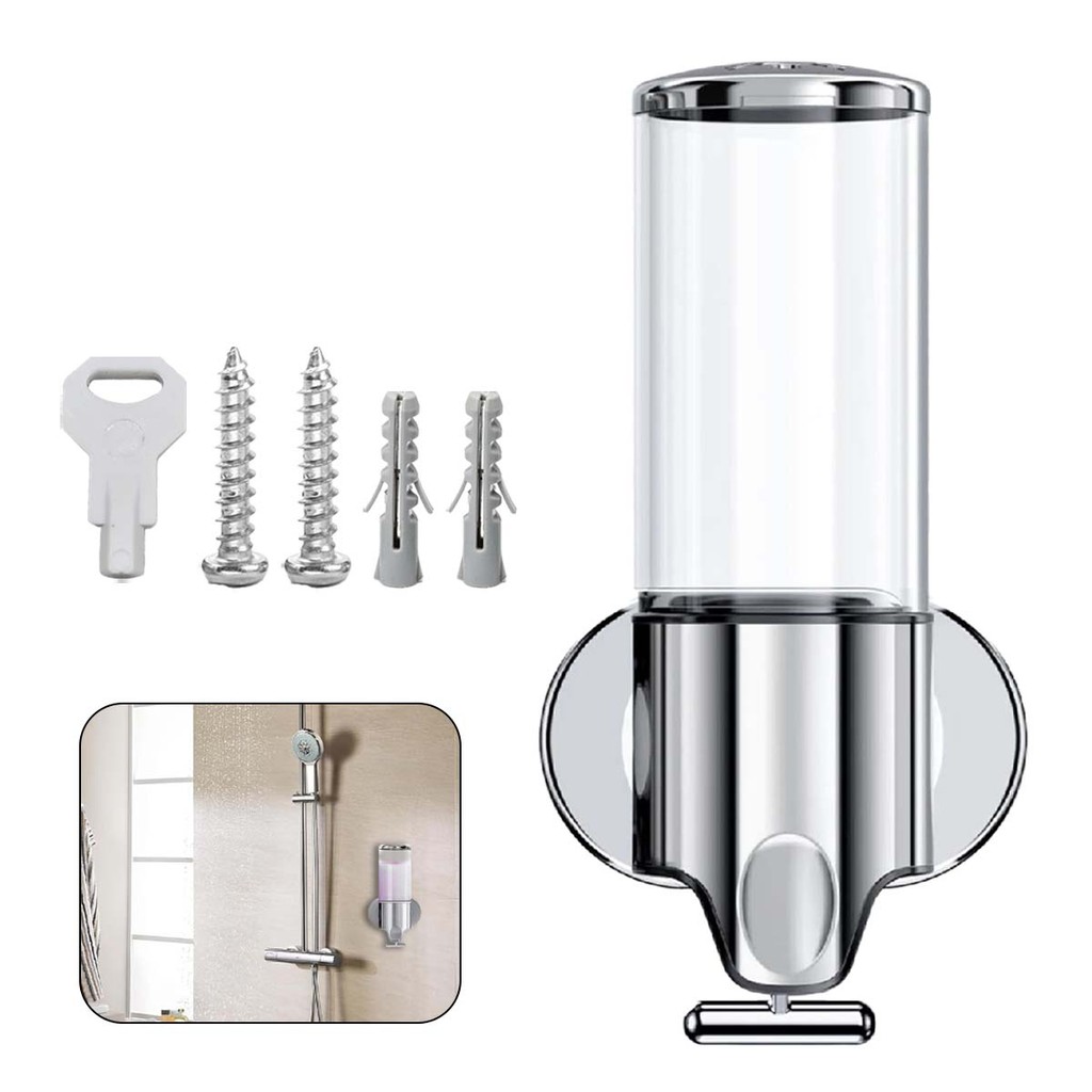 Dispensador de sabonete montado na parede para banheiro 500ml, desinfetante para as mãos, Shampoo para lavagem corporal em Oferta na Shopee