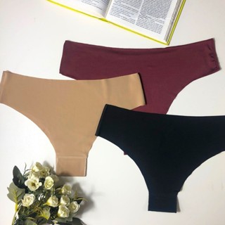 Kit Calcinhas Sem Costura Tanga Forro 100% Algodão Calcinha Corte a Laser Não Marca Lisa  Poliamida em Oferta na Shopee