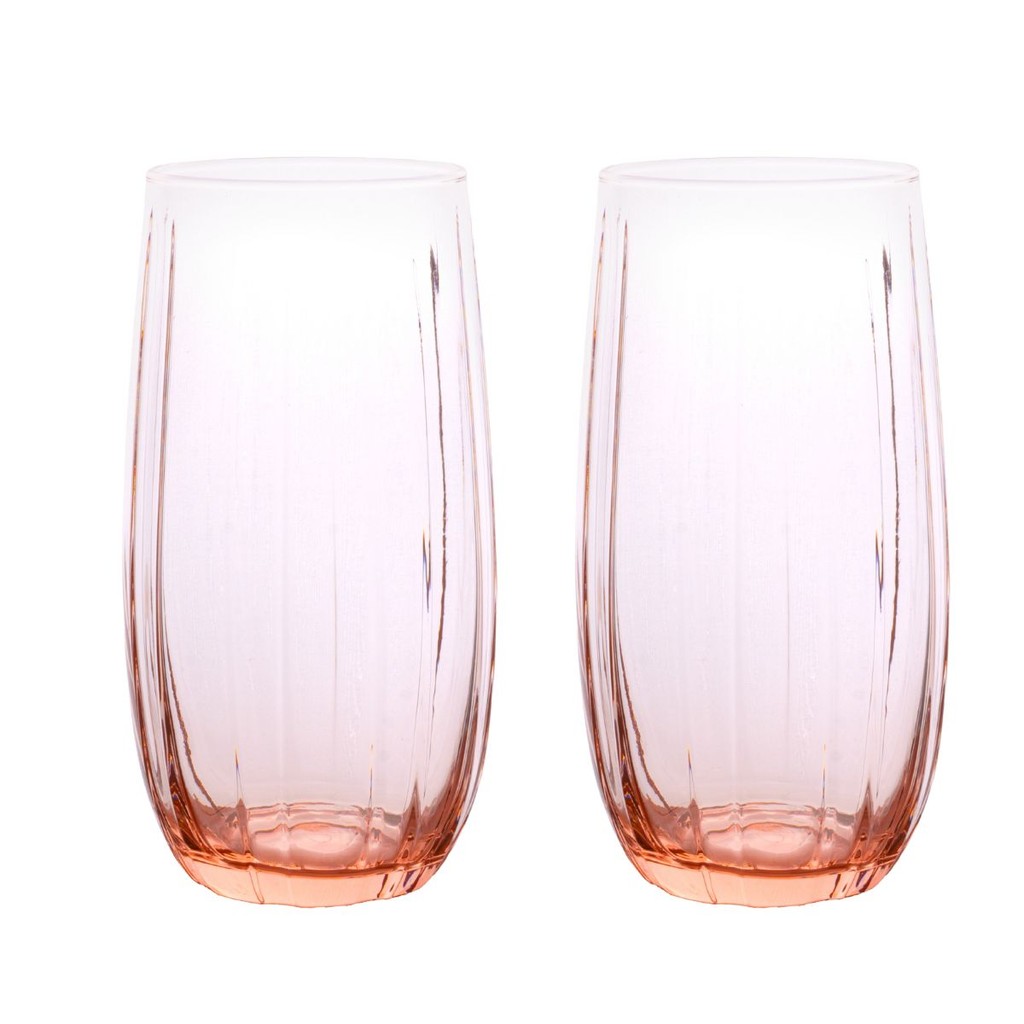 Jogo 2 Copos Long Drink Linka de Vidro Rosê Pasabahçe - 500ml