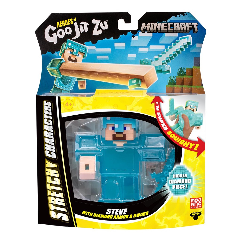 Boneco Elástico Steve de 12cm - Goo Jit Zu Minecraft em Oferta na Shopee
