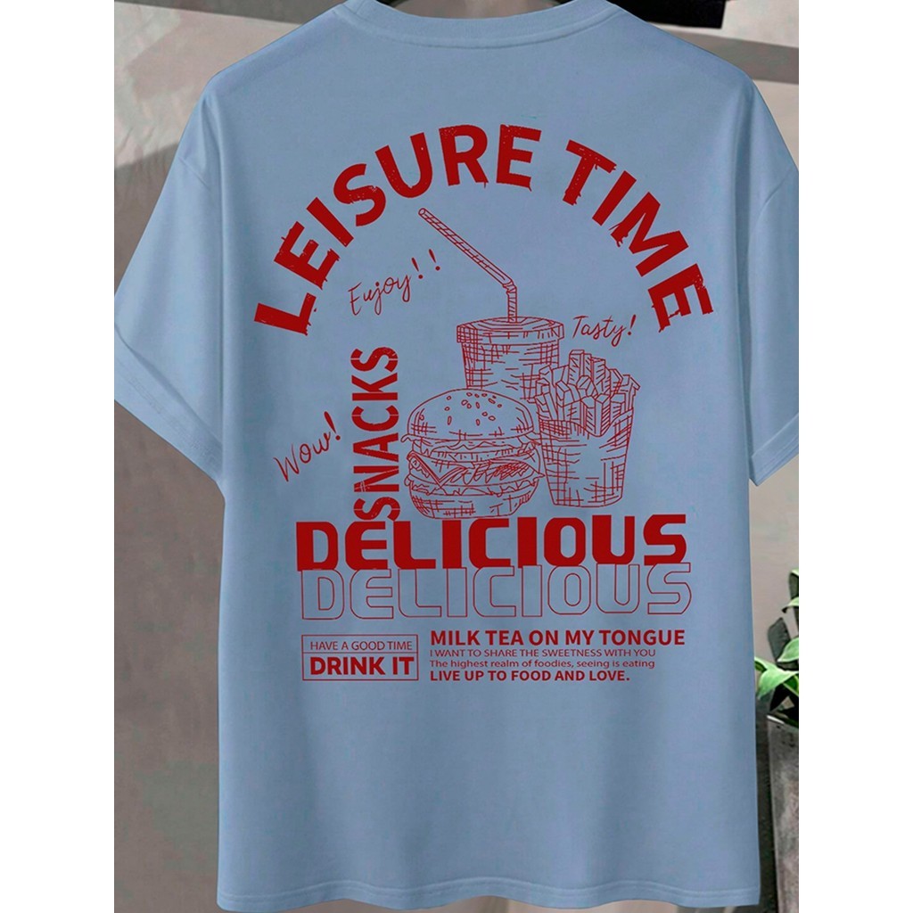 Camiseta Oversized Estampada Estilosa Casual Moderna T Shirt Leisure Time Delicious Blusa Aesthetic