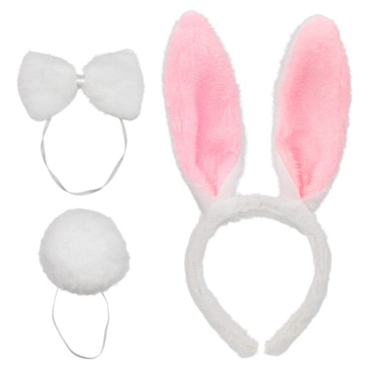 Fantasia Coelhinha Kit Tiara Com Orelhas Lacinho Rabo Coelho Carnaval