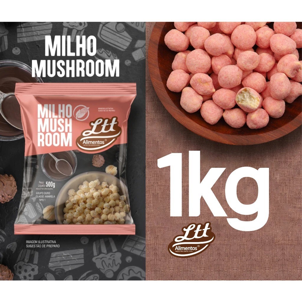 Milho Pipoca Mushroom Para Receitas Gourmet 1kg LTT Alimentos
