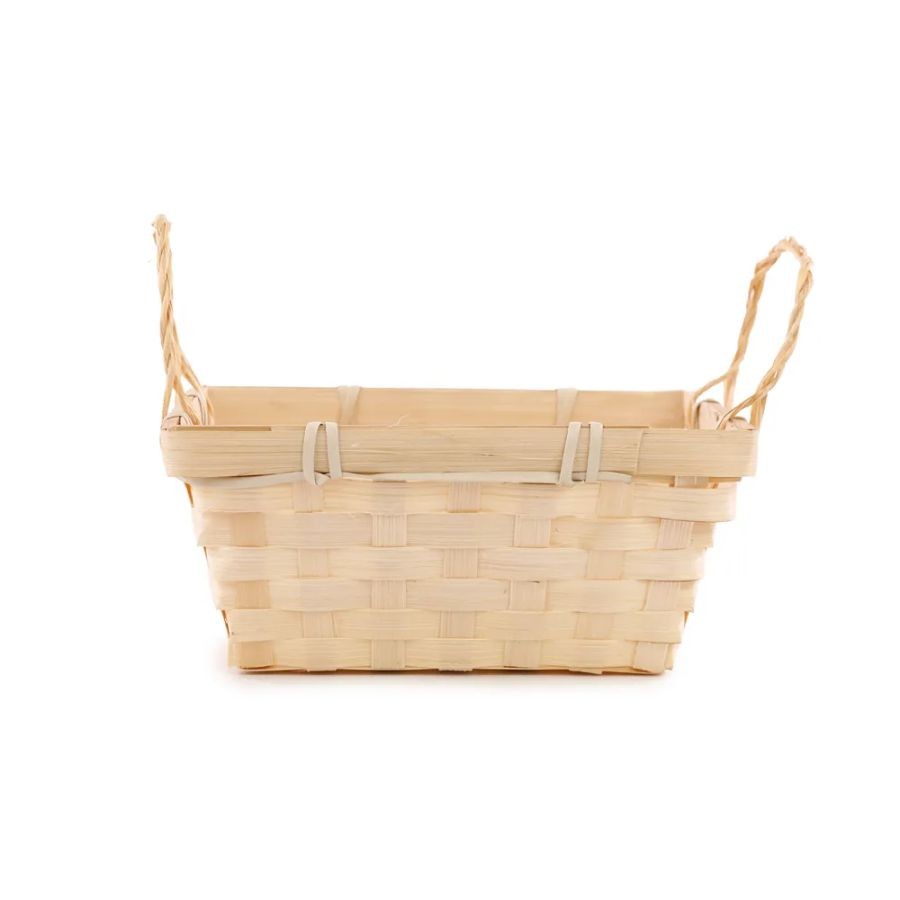 Cesta Decorativa de Bambu Retangular com alça - 18cm - 1 unidade - Cromus - Rizzo
