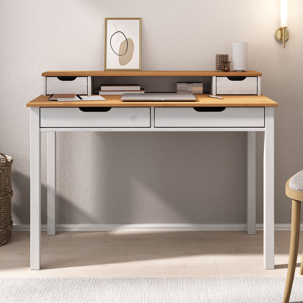 Mesa de Estudo Quarto Retrô Minimalista Madeira 1 Nicho Branco Freijó Raul em Oferta na Shopee