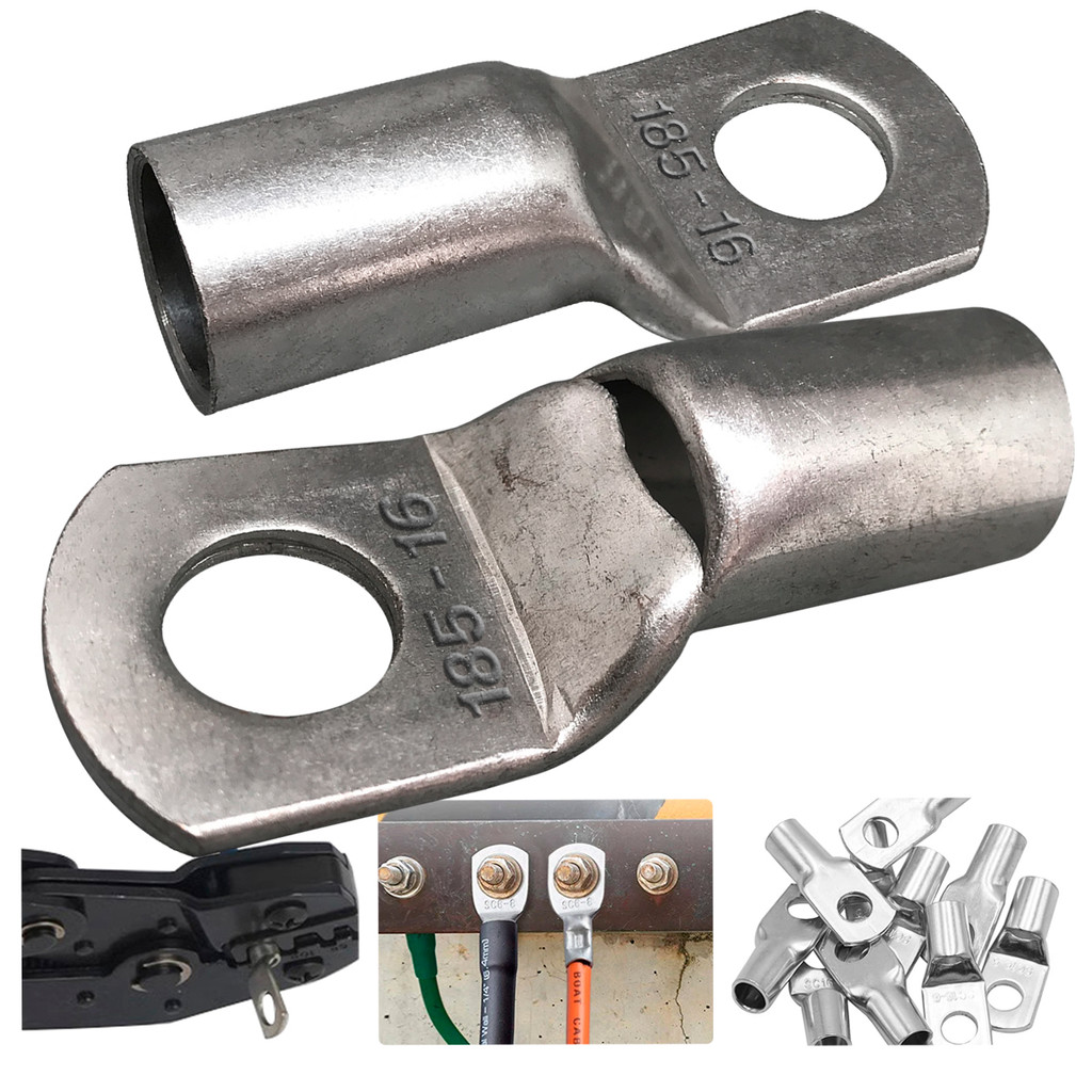 1un Terminal Compressão Olhal 185mm Cobre Estanho Argola Bateria Ponteira Conector Cabo Furo 16mm