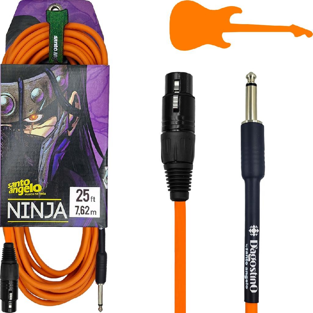 Cabo para Microfone 7,62 m 25 ft Laranja DAgostino by Santo Angelo Ninja XLR Femea x P10 Macho em Oferta na Shopee