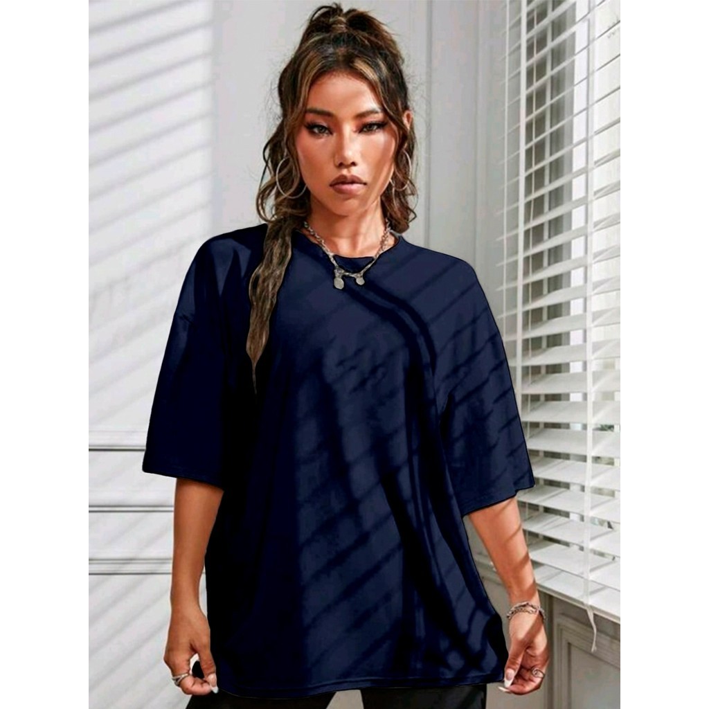 Blusa Sem Estampa Colorida Diversas Camiseta Basica Lisa Larga Feminina T Shirt Unissex Oversized