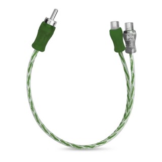 Cabo Modelo Y Rca Verde/Prata Transparente 4mm 1 Macho 2 Fêmeas Dupla Blindagem Flexível Pvc