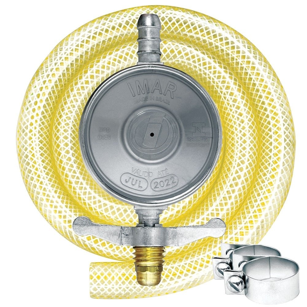 Regulador para Gás Imar 0727/05 ABS, Médio Cinza, 1Kg/H, com Mangueira 125cm - Home Appliances