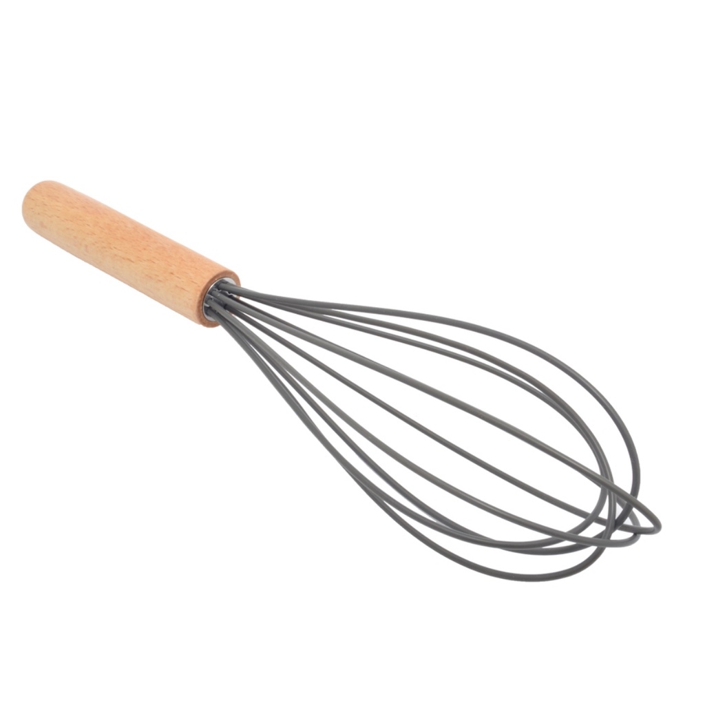 Fuê Batedor de Ovos Bolo Clara Massas Fouet Silicone Cabo Madeira em Oferta na Shopee