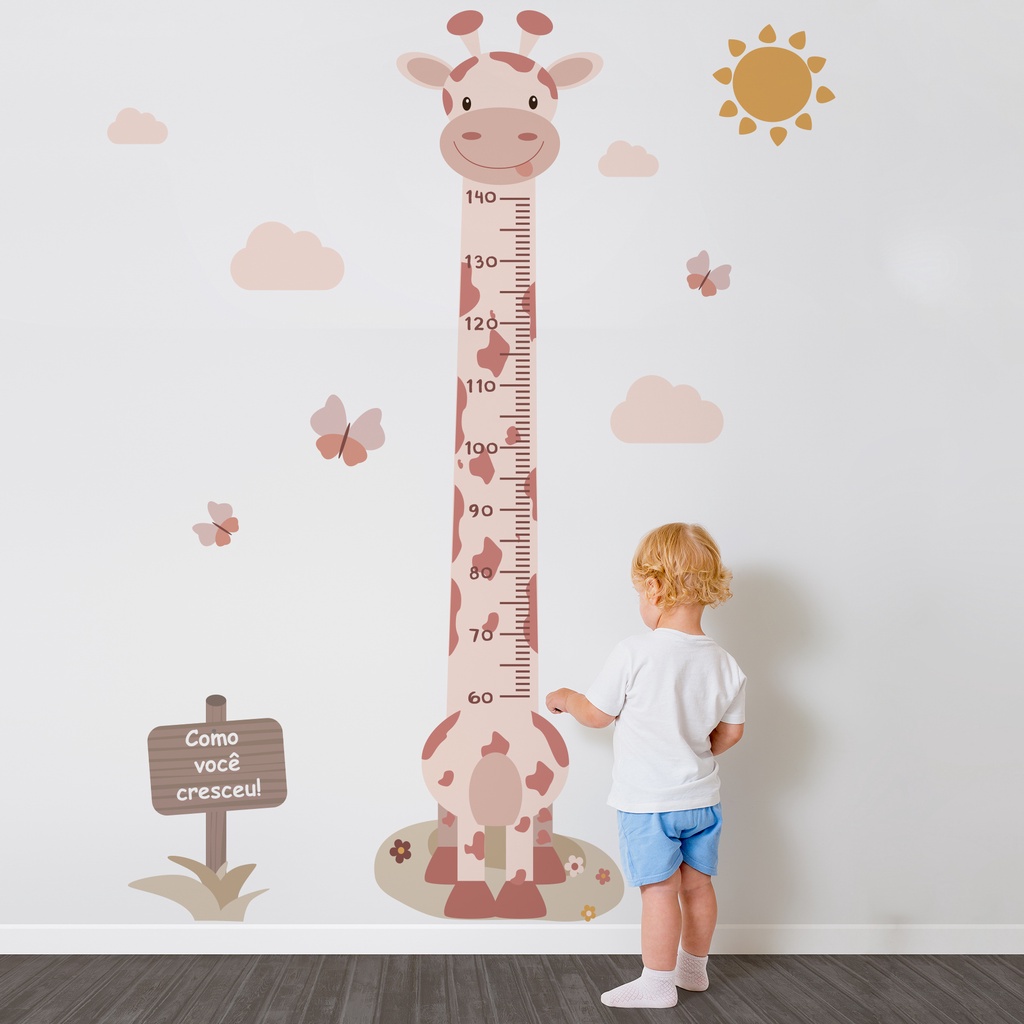 Adesivo de Parede Régua Infantil Girafa para Quarto 146cm