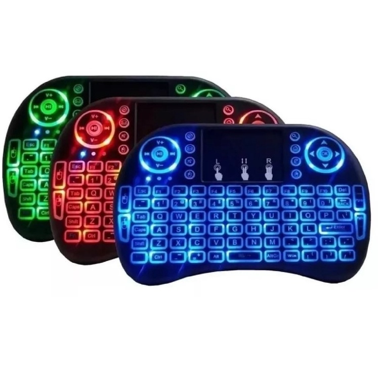 Mini Teclado Controle Sem Fio Para Smart Tv Tv Box Pc Iluminado Otimo