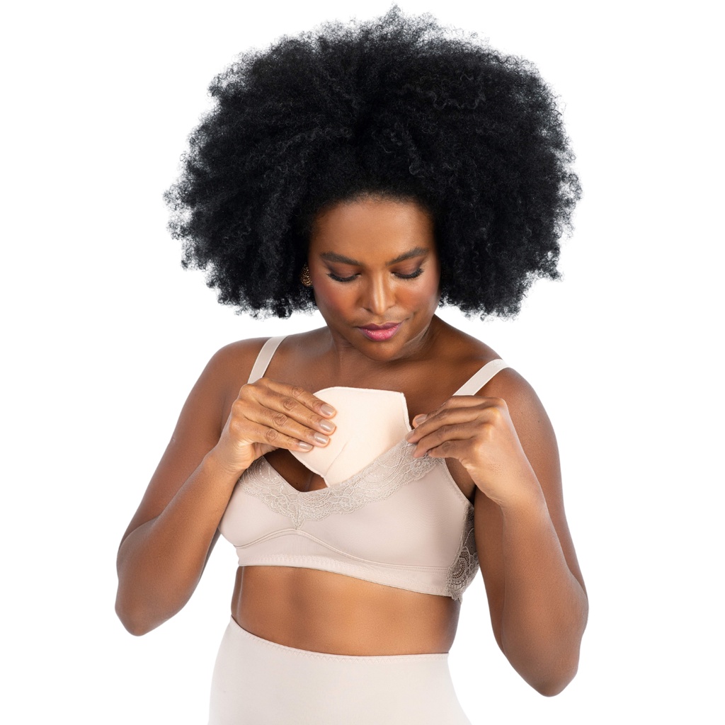 Sutiã Pós-Cirúrgico Soutien Mastectomia Lingerie Feminina Para Prótese Mamária Externa em Oferta na Shopee