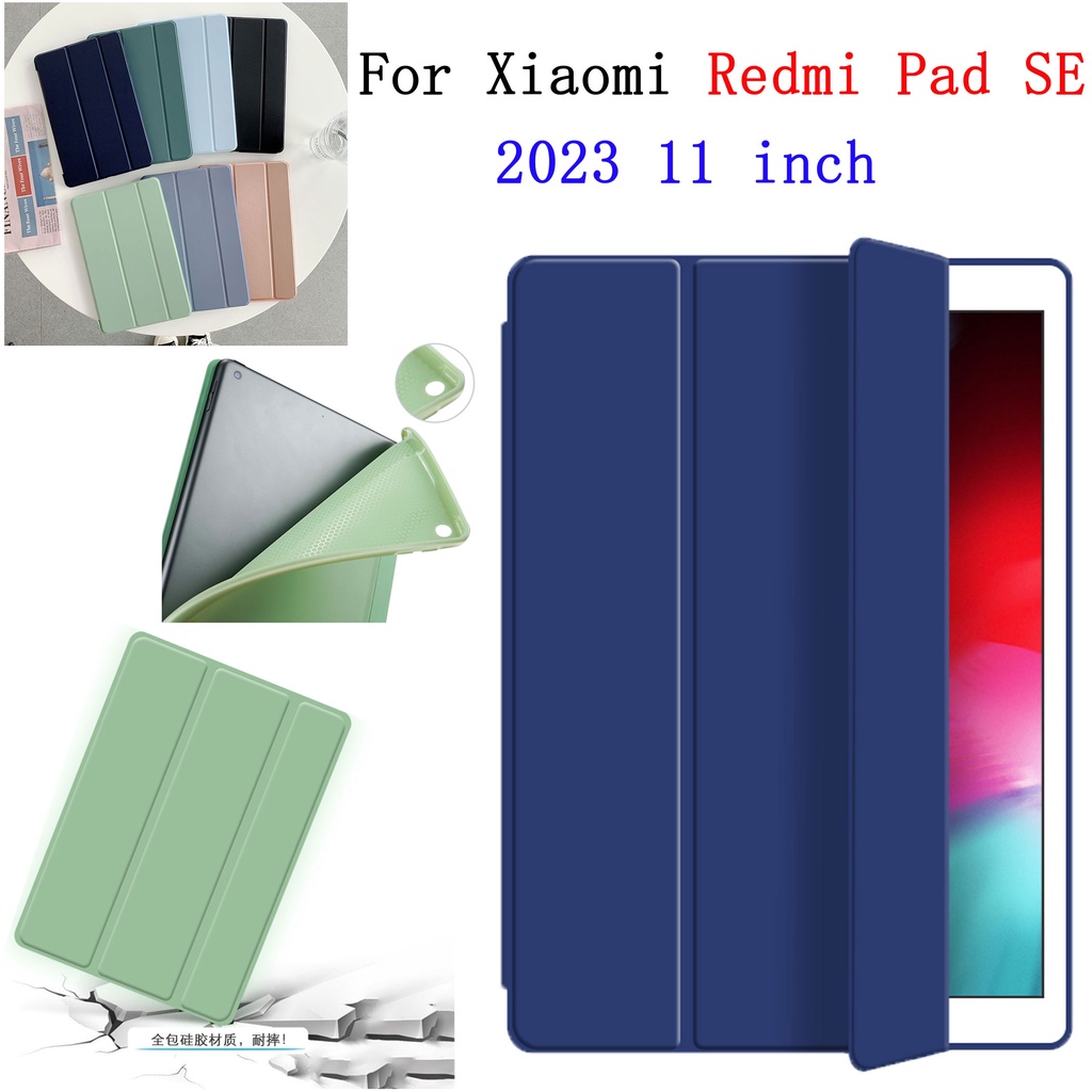 Para Xiaomi Redmi Pad SE 11 Polegadas 2023 Capa Traseira Macia TPU Tampa Slim Suporte De Caixa Dobrável MultiViewing Angles