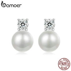 Bamoer 925 Brincos De Prata Esterlina Moissanite Natural Água Doce Pérola Jóias Presentes Para Mulher