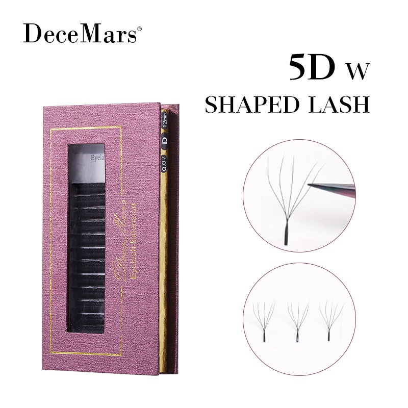 DeceMars False Eyelashes 5D-Extensão De Cílios Em Forma De W (12 Linhas/Bandeja) Para Alongamento Com Fibras Falsas Naturais E Volume Brasileiro