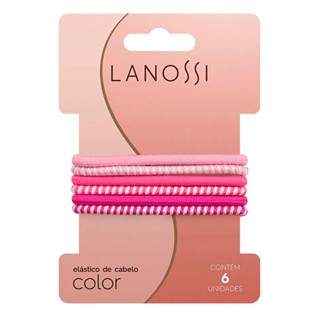 Prendedor De Cabelo Lanossi Elástico Pink Com 6 Unidades
