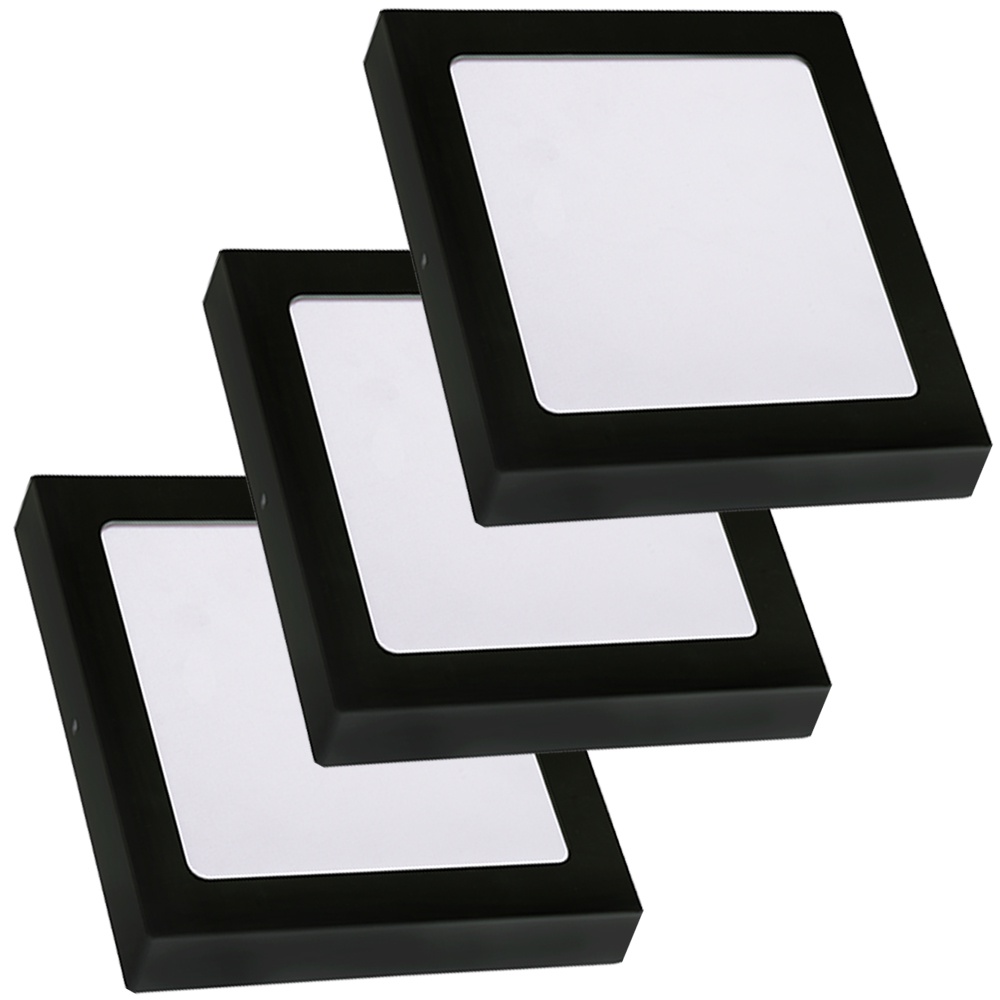 3 Luminária Gesso Painel Plafon Quadrado Sobrepor 18w 6500K Bivolt - Home & Living