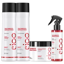 Eico Pro Tratamento Obrigatório Shampoo Sem Sal e Condicionador Leave-in + Máscara Tratamento + Fluído Protetor Térmico