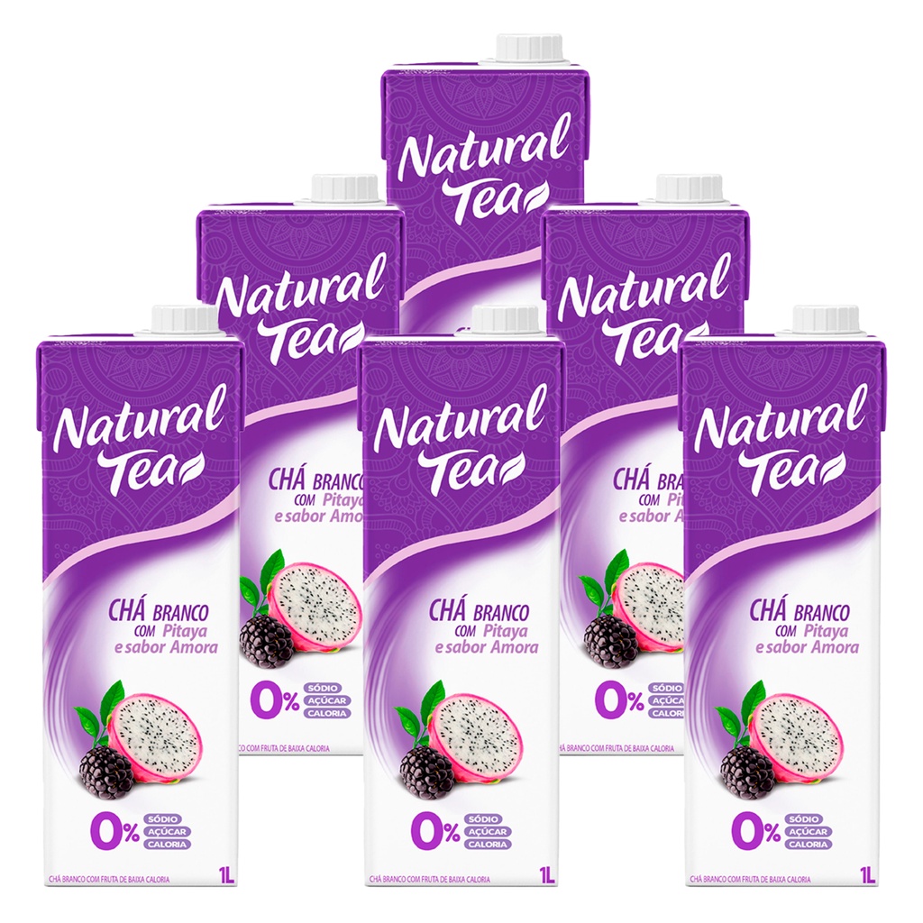 Chá Branco Natural Tea Pitaya e Amora 1l 6 Unidades