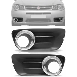 Par Moldura Farol de Milha Fiat Palio e Siena Economy 2009 2010 2011 2012 2013 2014 - Com Aro Cromado