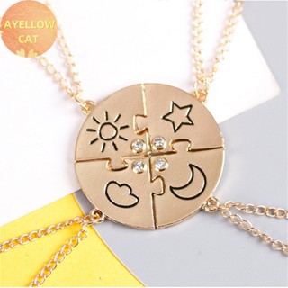 AYellowcat 4 Peças Novo Colar De Lua Estrela Do Sol Redondo Moda Melhor Amigo Para Sempre BFF Homens E Mulheres Gargantilha De Encanto 2023 BR