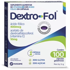 Dextro-fol Ácido Fólico e Vitamina E- 100 Cáps. - Massime