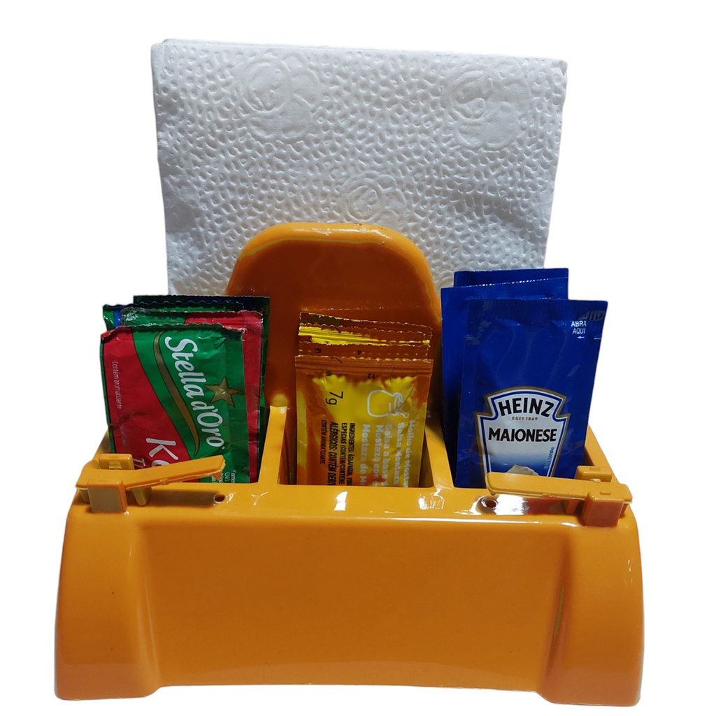 Porta Guardanapo e Sache com Fura-Sache Lanchonete Kit 5pç