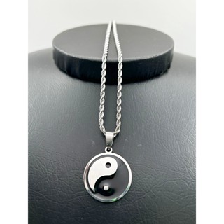Kit Corrente Yin E Yang + Pulseira De Aço Inoxidável Com Corrente Torcida + Pulseira Tai Chi/Bagua Cultura Metafísica Oriental