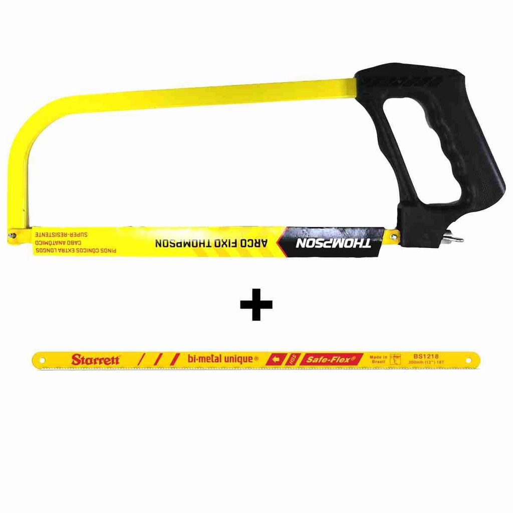 Kit Arco Serra Fixo 12" Cabo Grande Premium - Thompson + Lâmina p/ Arco de Serra Bimetal Unique 12" 300mm 18d - Starret