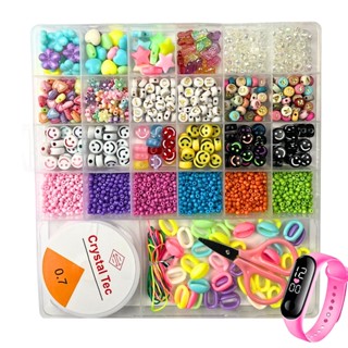 Kit De Miçanga Infantil De 2.250 Peças Com Maleta + Fio De Silicone Pulseira Colar Brinco