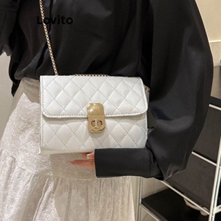 Lovito Bolsa De Ombro Pequena Elegante Com Corrente Lisa Para Mulheres LNA32096 (Branco/Verde/Preto)