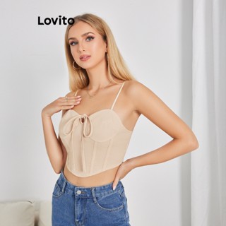 Lovito Regata com Frente com Laço e Linha de Estrutura para Mulheres LBE04061 (Rosa)