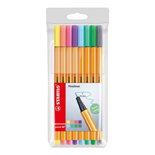 Caneta hidrográfica Fine Point 88/8-01 cores pastel estojo com 8 unidades Stabilo