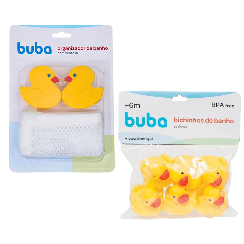 Kit De Banho Organizador Com Ventosa e 06 Patinhos - Buba em Oferta na Shopee