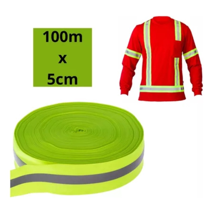Faixa Refletiva Uniforme Gorgurão Verde Fluorescente 100m