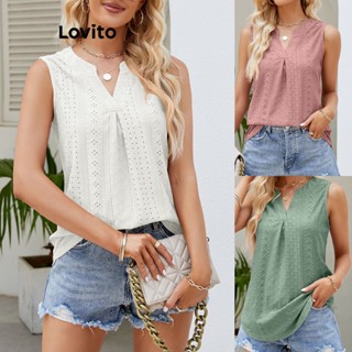 Lovito Regata Casual Plissada Lisa Para Mulheres LNL40054