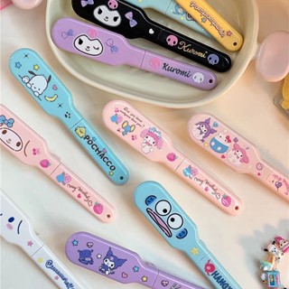 Sanrio Mini Hairbrus Pente De Massagem Dobrável Hello Kitty Kuromi Escova De Cabelo Portátil Para Viagem Pentes Meninas